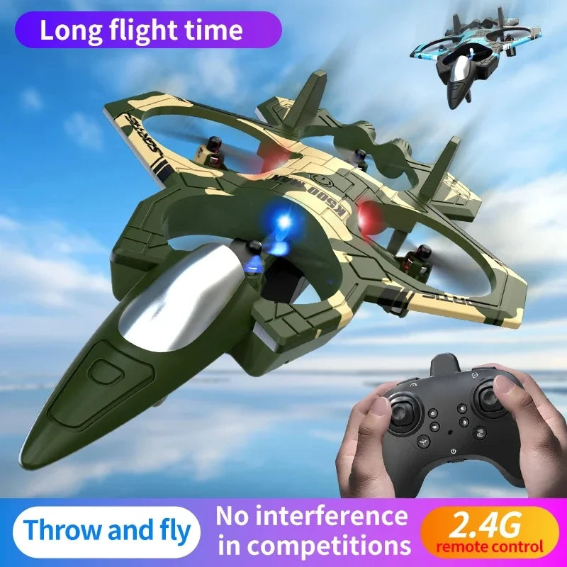 K500 MAX RC Plane Fighter 2.4G Remote Control Stunt Glider 360 ° Rolling Flight Flying EPP Foam Airplane with LED Toys for Kids