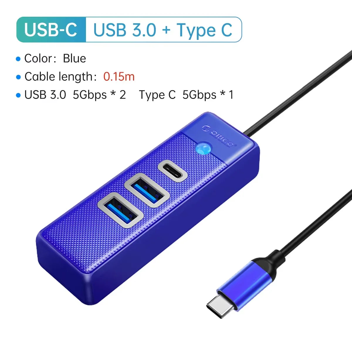 ORICO 3 in 1 5Gbps USB 3.0 Type C HUB Colorful 3 Ports High Speed Mini Splitter OTG Adapter For Desk PC Computer Accessories