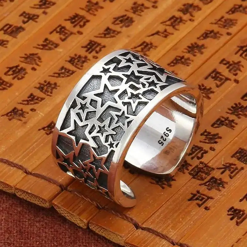 925 Sterling Silver Flower Geometry Ring For Women Girl Hollow Out Zircon Grace Wide Jewelry Gift Dropshipping