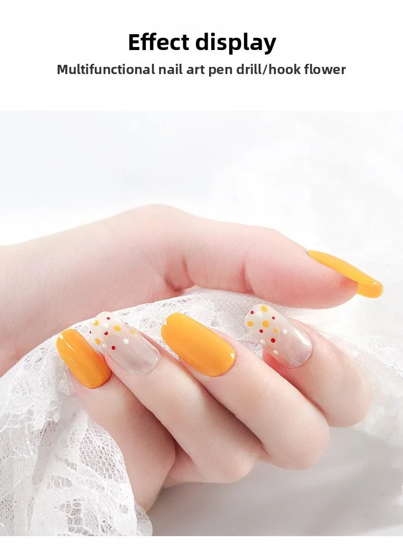 Dual-End Wooden Dotting Pen Marbleizing Tool Set for Nail Design Manicure Painting Kit 5pcs