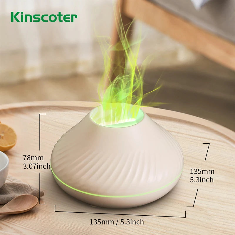 Colorful Flame Aromatherapy Humidifier Cool Mist Maker 130ml USB Essential Oil Aroma Diffuser for Home Bedroom Office Hotel
