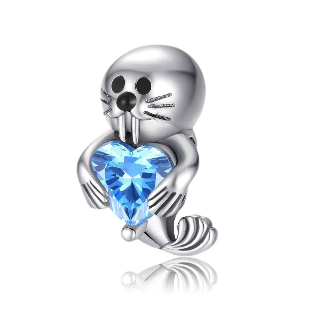 Exquisite 925 Sterling Silver Cute Dinosaur Turtle and Rabbit Couple Heart Charm Fit DIY Bracelet Necklace Casual Matching Gifts