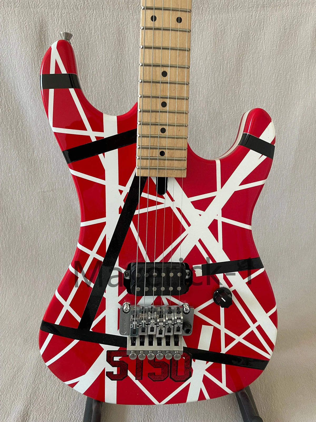 5150 White Stripe Red Electric Guitar Floyd Rose Tremolo Bridge, Locking Nut, Maple Neck & Fingerboard
