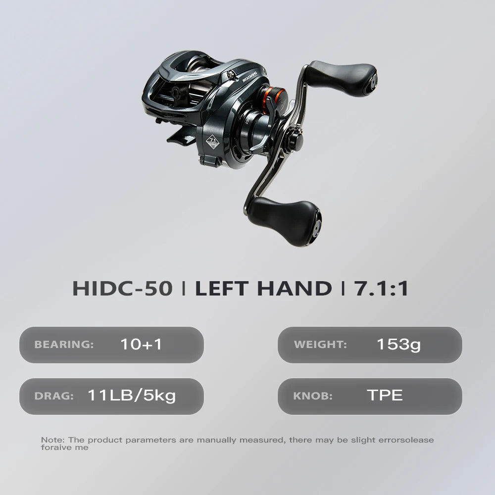 Soloking HIDC DC 152g Carbon Baitcasting Fishing Reel 7.1:1 Longcast BFS 10+1 BB Digital Control Baitcaster Reel Max Drag 5kg