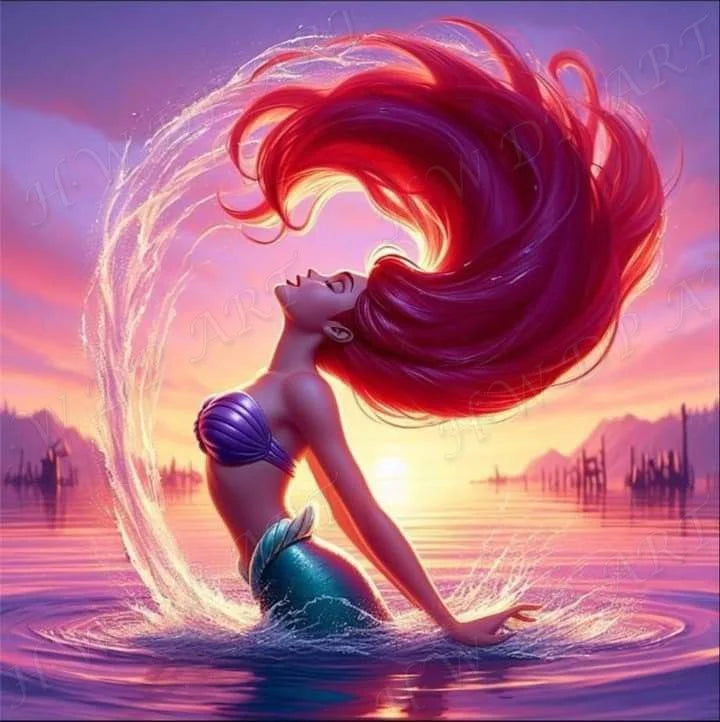100% Fairy Dust Diamond Painting Mermaid Picture Square Mosaic Embroidery Cartoon Wall Art Diamond Art Full Crystal Home Decor