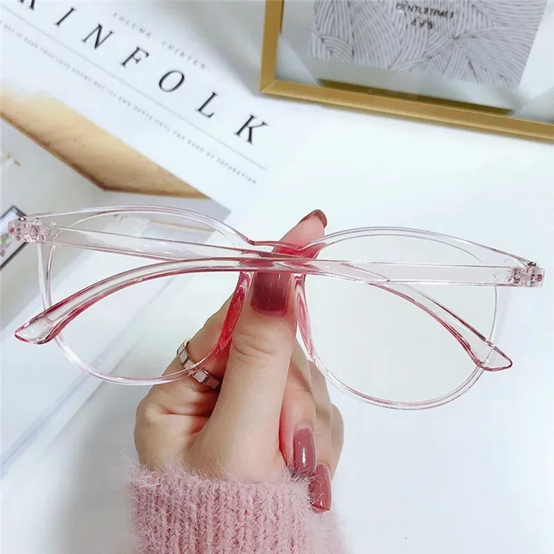 Transparent Computer Plano Glasses Round Frame for Women Men Anti Blue Light Clear Eyewear Blocking Optical Spectacle Eyeglasses