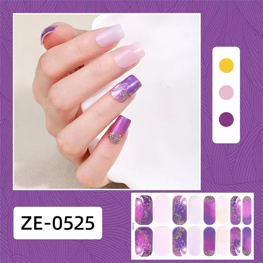 Gradient Galaxy Series Press-on Nails | 16-Piece Set of Removable Self-Adhesive Fake Nail Stickers | Valentine's Day Gift Idea