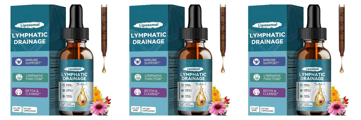 Lymphatic Drainage Support Drops with Elderberry Echinacea Burdock & Dandelion for Fluid Balance Detox & Circulation 2 Fl Oz