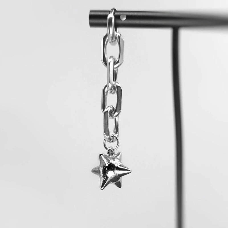 Dangle Spike Ball Flail Earring Dangly Gothic Chain Earring Spike Dangle Punk Statement Spike Charm Alternative Earrings