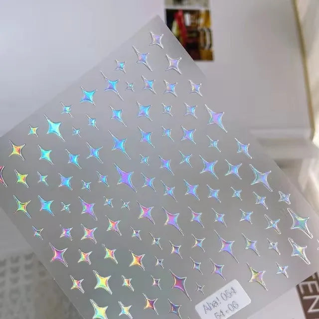 1pcs 5D Rhinestones Gold Silver Irregular Pattern Nail Sticker Simple Design Adhesive Slider Nail Art Decoration Decals Supplies