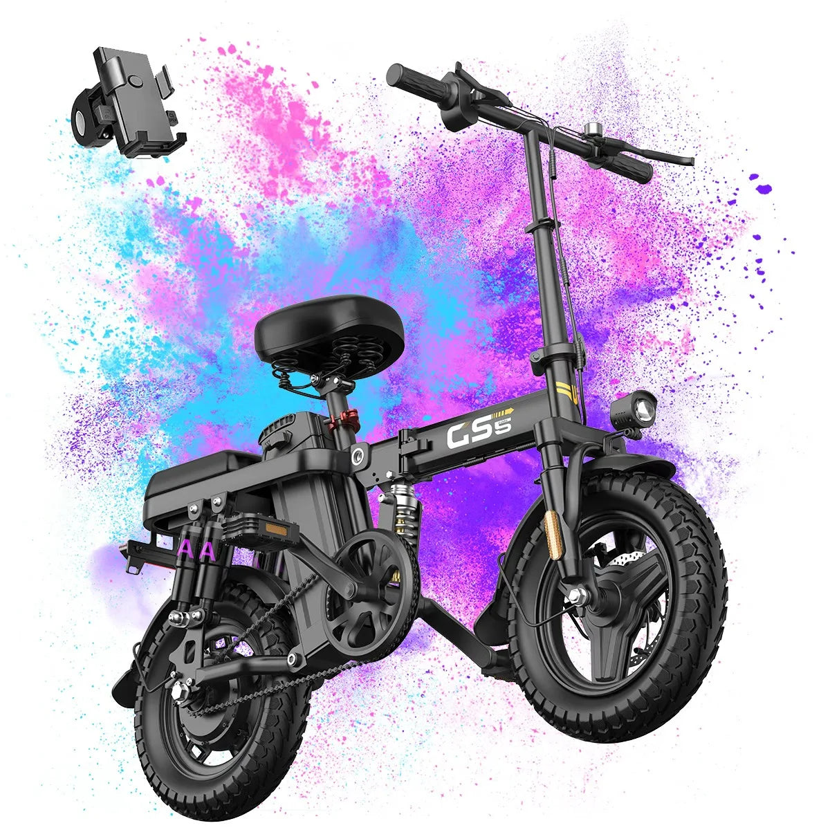 Uplee GS5 500W 48V 15AH Electric Bicycles Ebike E-Bike For Adults, 3-Riding Modes, 14" Foldable Ebike, With Charger And Battery, MAX Speed 19.9 MPH, Dual Disc Brakes, Durable And Lightweight Frame, All-Terrain Foldable Ebike