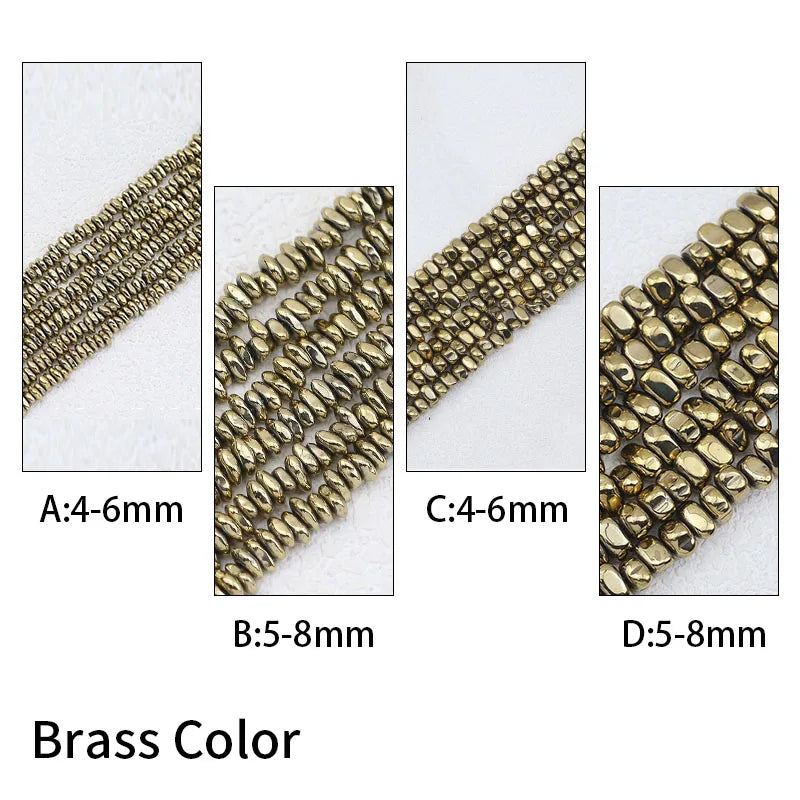 WLYeeS Gravel Stone beads 4-8mm Irregular Gold Colour Hematite  small Spacer Loose Bead for Jewelry bracelet Necklace Making DIY