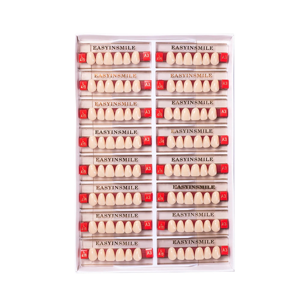 84/96PCS Dental Resin Teeth Acrylic Synthetic Denture A1 A2 A3 Shade 2-Layer Acrylic Denture Education Model Upper/Lower A1-D4