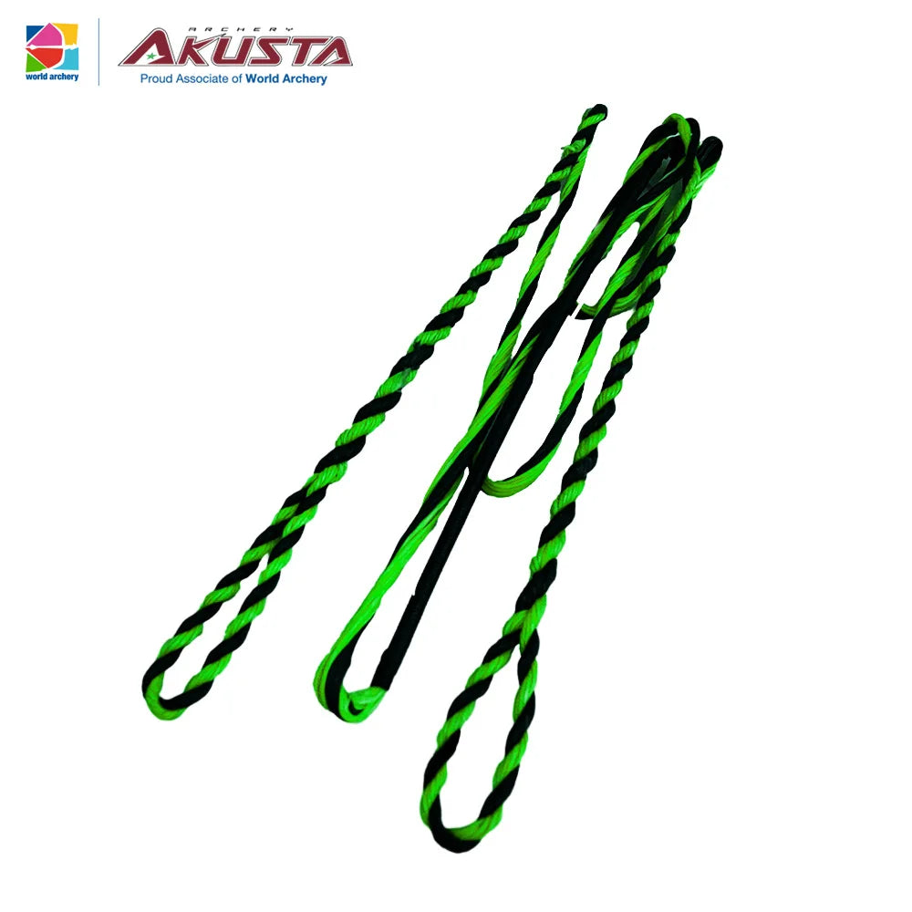 Akusta Recurve Bow Hand Made Bow String Dyna 97 Flight Material 16/18/20 Strands Black and Green Mixed Use For 50-70 Inch Bow
