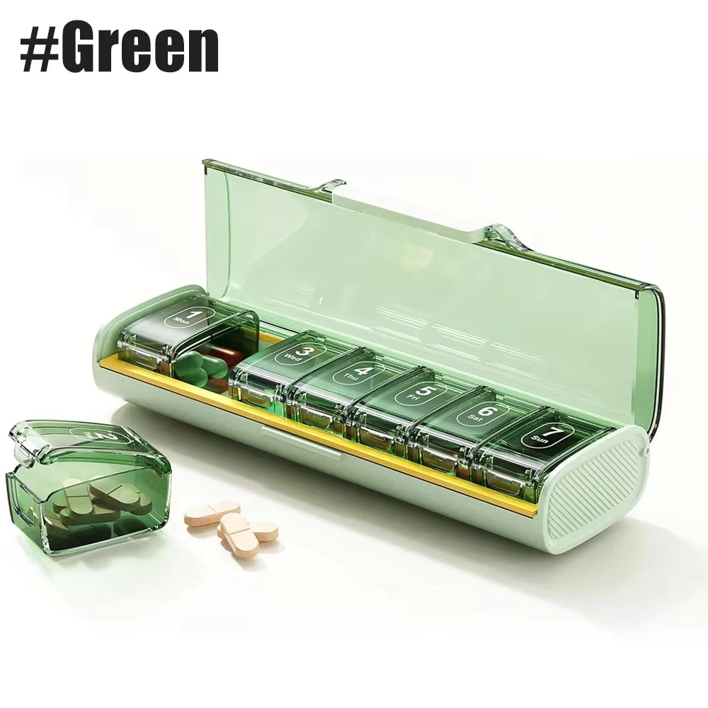 1PCS Moisture-Proof Weekly Pill Organizer BPA Free Travel 7 Day Pill Box Case for Travel for Vitamins Supplements Medication