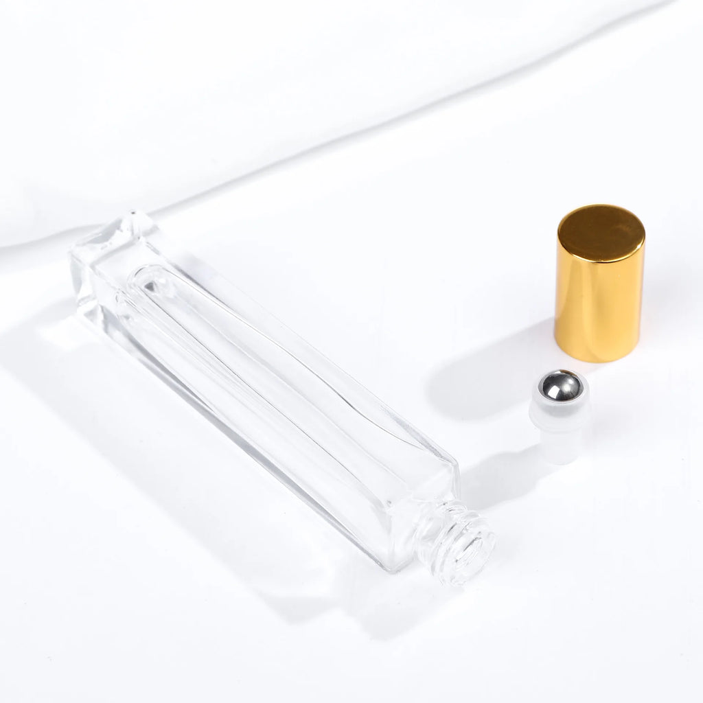 20 PCS Perfume Bottle 10ml Glass Roll on Bottle Luxury Perfume Atomizer Travel Portable Sample Test Essential Oil Roll-On Bottle