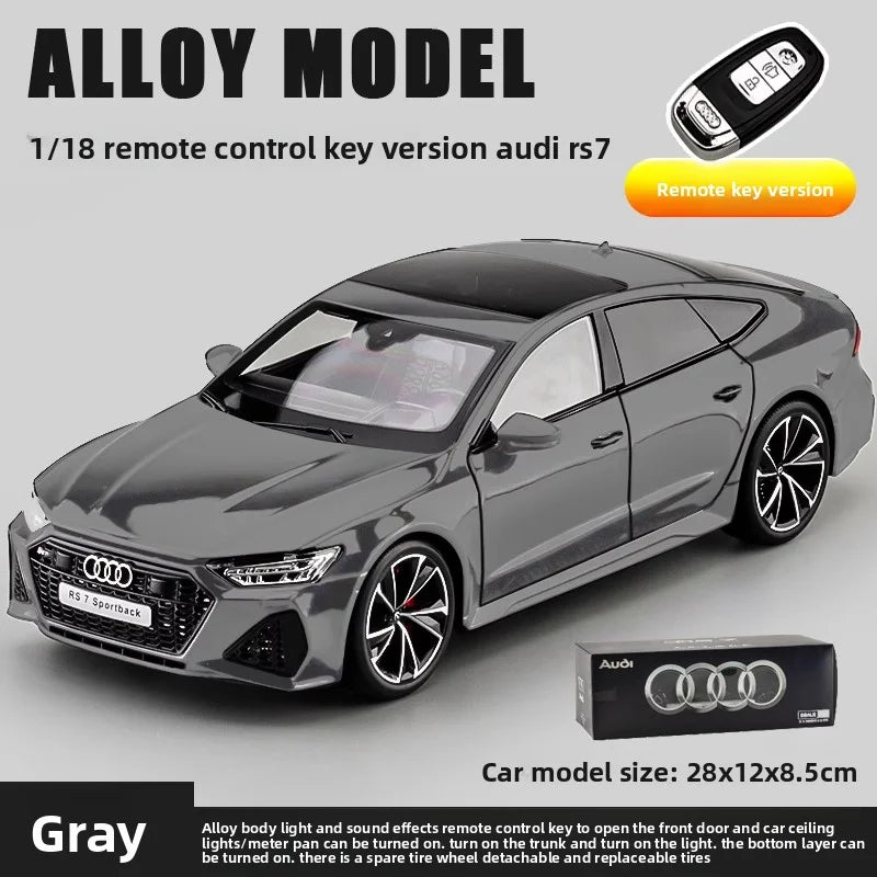 1:18 RS7 Sportback Black Warrior Supercar Diecast Alloy Model Car Remote Control Sound & Light Collect Hobby Model Ornament Gift