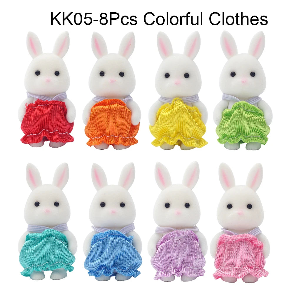 1/12 Forest Animal Baby Colorful Small Blue Cat Brown Rabbit Reideer 8Pcs Miniature Dollhouse Model Pretend Play Girl Gift Toy