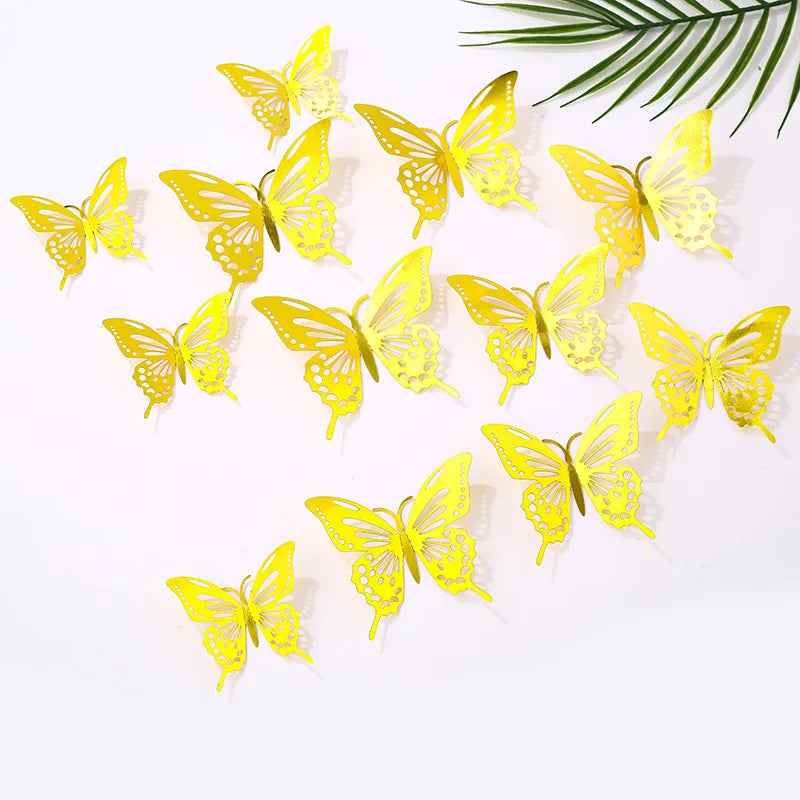 12 pcs Butterfly Cake Toppers Rose Gold for Birthday, Wedding, Engagement Occasions Dessert Decoration Cupcake Toppers DIY Gift