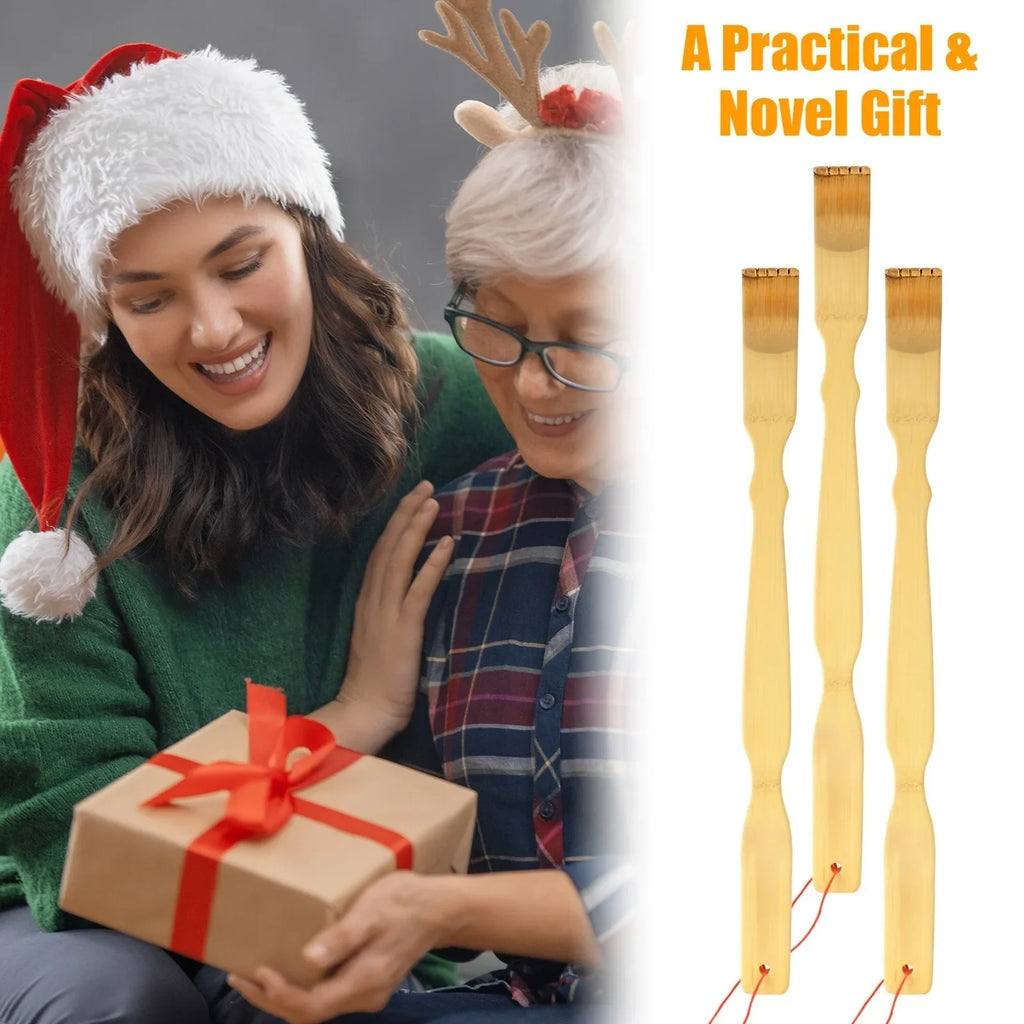 3Pcs Heavy Duty Bamboo Back Scratcher Long Handle Portable Household Daily Relax Accessory