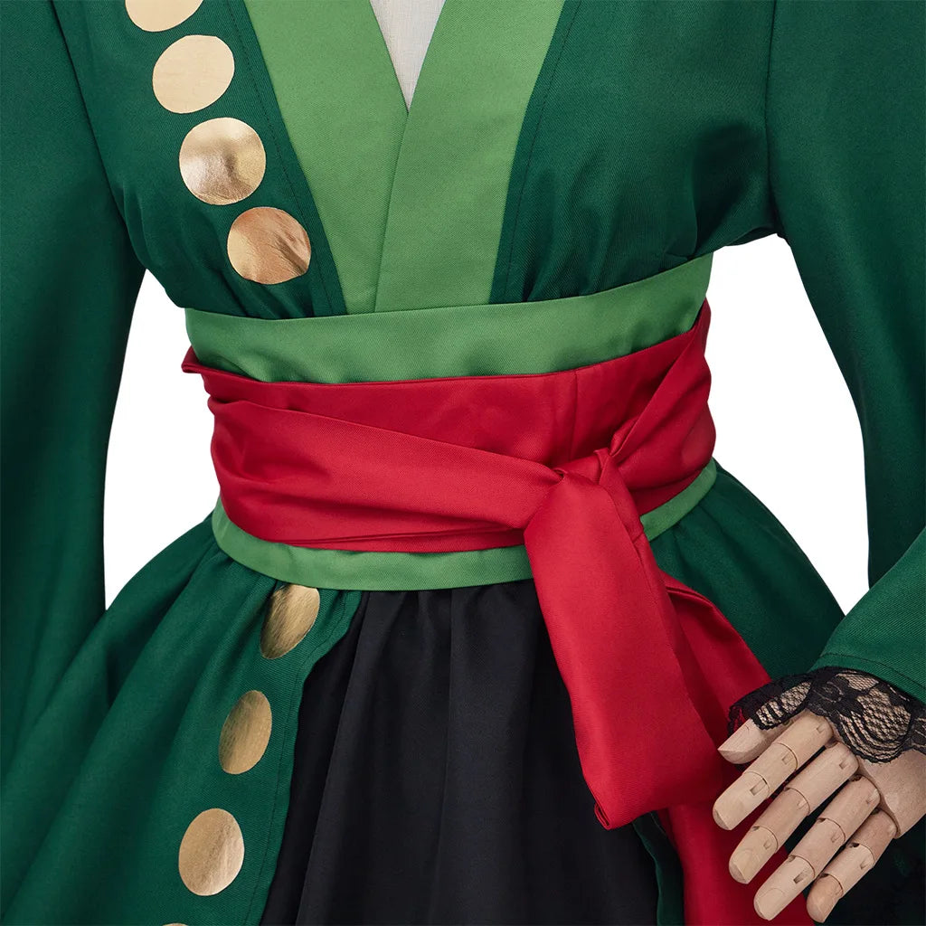 Roronoa Cosplay Costume Halloween Kimono Dresses Outfits One Anime Piece Robe Cloak Belt Full Suit Outfit for Woman