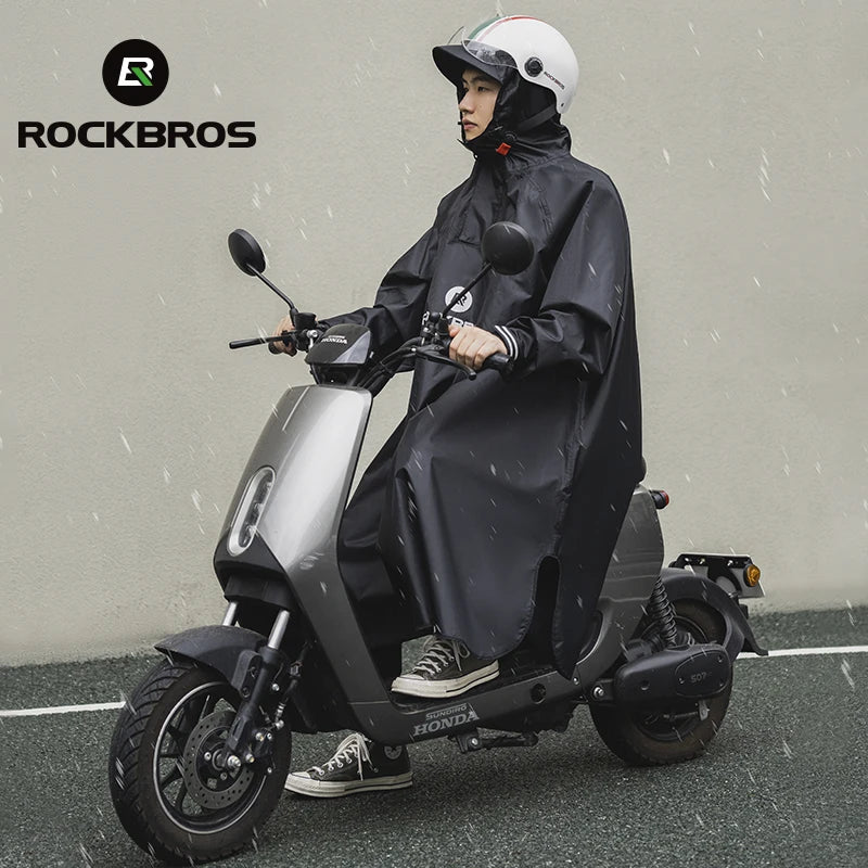 ROCKBROS Bicycle Raincoat Cycling Jacket Poncho Rainproof Hooded Coat Commute Rain Cape Electromobile Waterproof Windproof Cloak