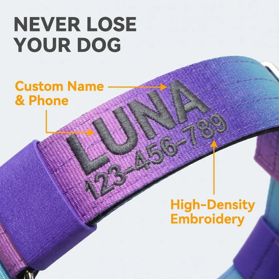 No Pull Reflective Dog Harness, Adjustable Chest Vest for Small Medium Large Dogs, Custom Embroidered Name & Phone