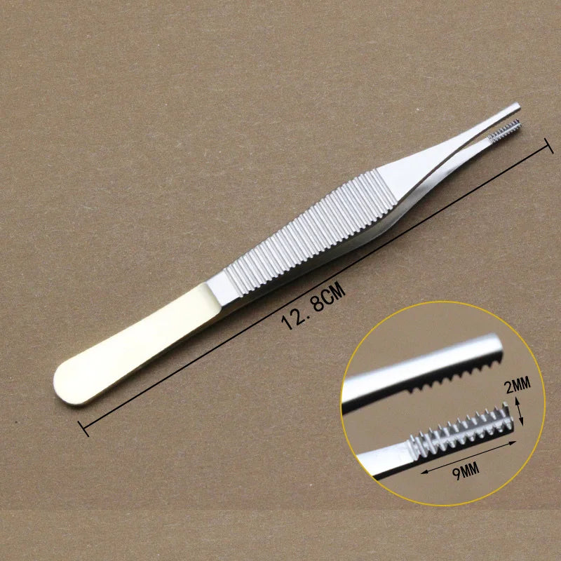 1pcs Ophthalmic Tweezers Tissue Forceps Stainless steel Teethed Platforms Forceps Surgical Instruments 120mm