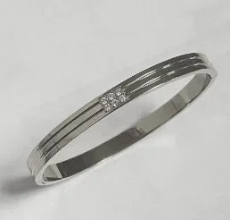 Stainless Steel Inlaid Zircon Bangle Round Bracelets
