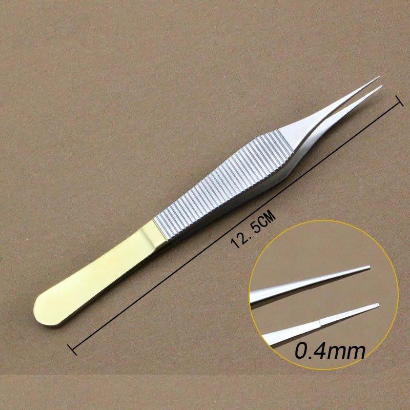 1pcs Ophthalmic Tweezers Tissue Forceps Stainless steel Teethed Platforms Forceps Surgical Instruments 120mm
