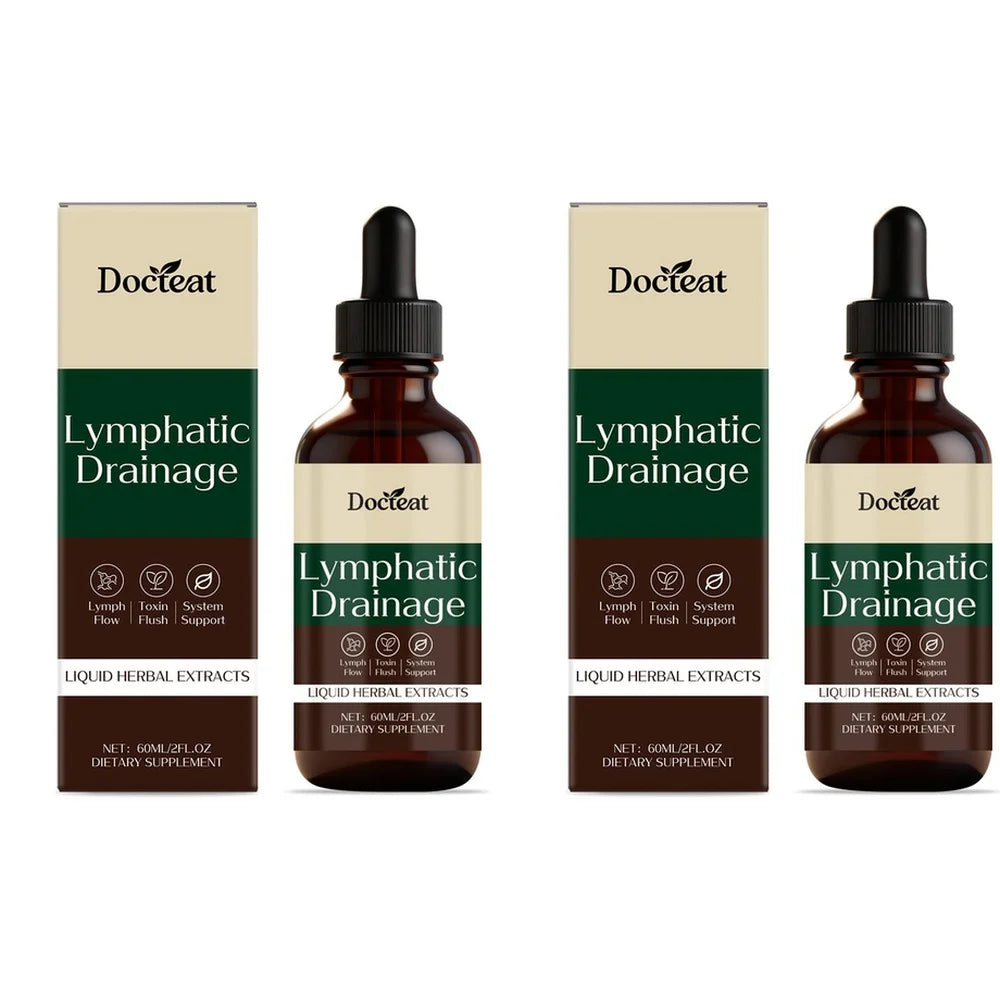 Docteat Lymphatic Drainage Liquid Herbal Extract Drops for Metabolic Needs Support with Cleavers Red Clover Stillingia 60 ML