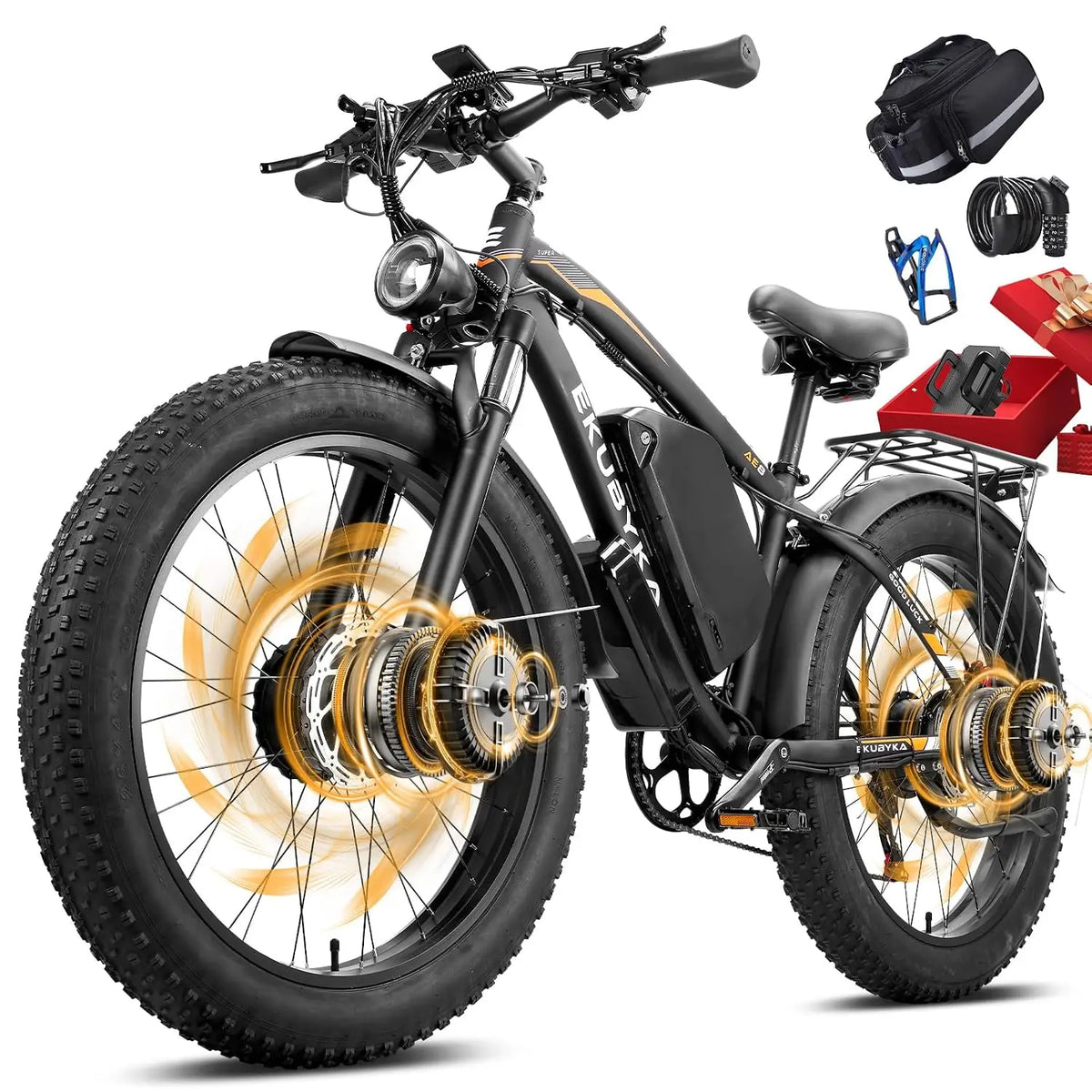 9000W Dual Motor Electric Bicycle, 48MPH E-Bike, 52V 36Ah Battery, 100 Miles Range, 26 Fat Tire, 7-Speed, Commuter, Customized