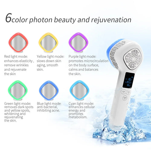 -5 To 48 Degree Ice Hammer Face Massager Ice Massage Beauty Instrument 6 Colors Photon Light Therapy for Skin Rejuvenation