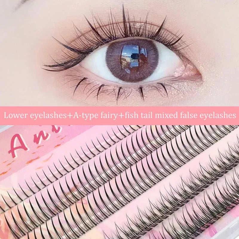 Anlinnet Fishtail + A-type Mixed Hair Five Rows Mixed Natural False Eyelashes Self-Grafting Single Cluster Eyelashes Eye Lash Fa