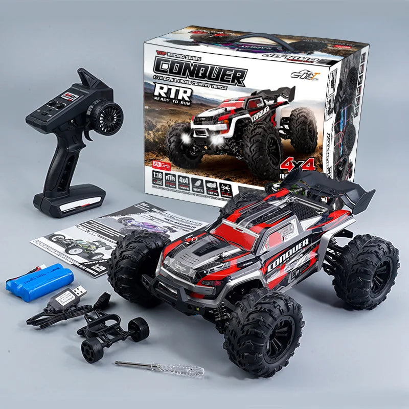 16106 1:16 50KM/H 4WD RC Car With LED Remote Control Off-road Cars High Speed Drift Monster Truck for Kids vs Wltoys 144001 Toys