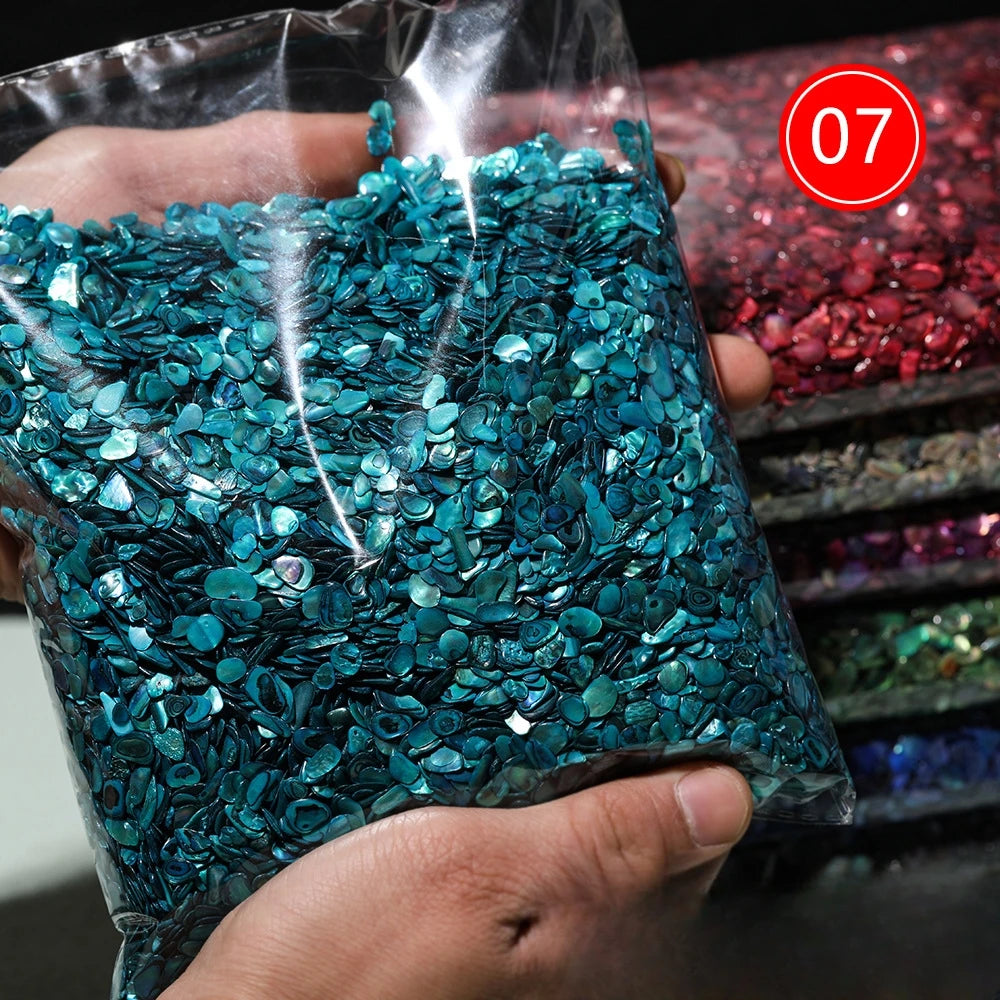 100g Abalone Shell Fragments – Smooth New Zealand Natural Shell Nail Art Accessories for a Unique and Elegant DIY Manicure Look