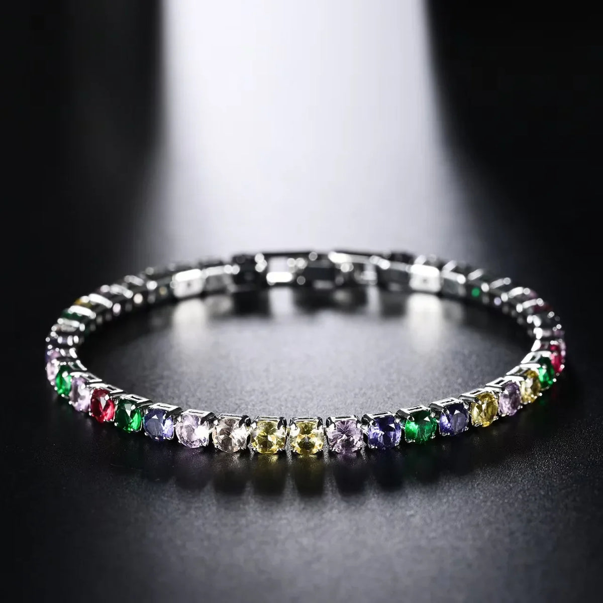 charms colors S925 Sterling Silver Bracelets Zirconia Women Fashion accessories Wedding Jewelry 4mm width Holiday gifts