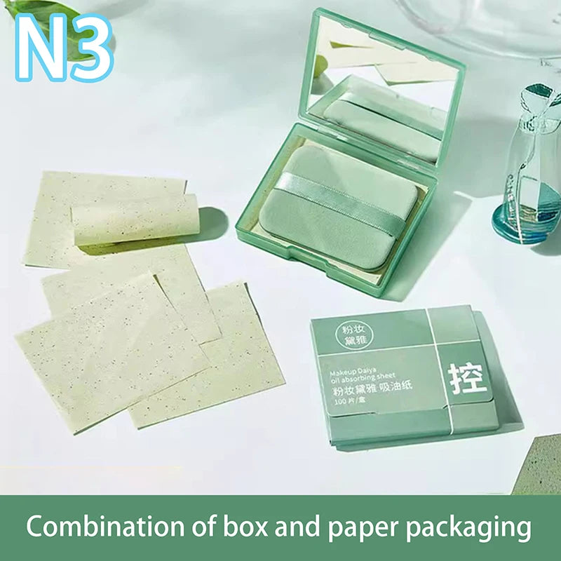 100 Sheets Portable Face Oil Absorbing Paper With Mirror Case Beauty Woman Facial Care Paper Absorbs Facial Fat Beauty