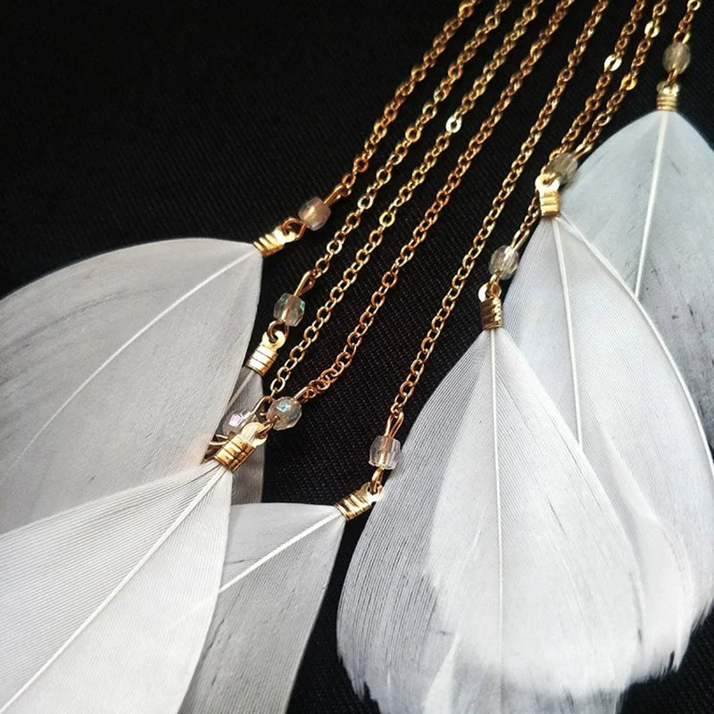 Bohemian Colour Feather Ear Hook Clip on Earrings Without Piercing for Women Accessories Long Tassels Cuff Earring Jewelry