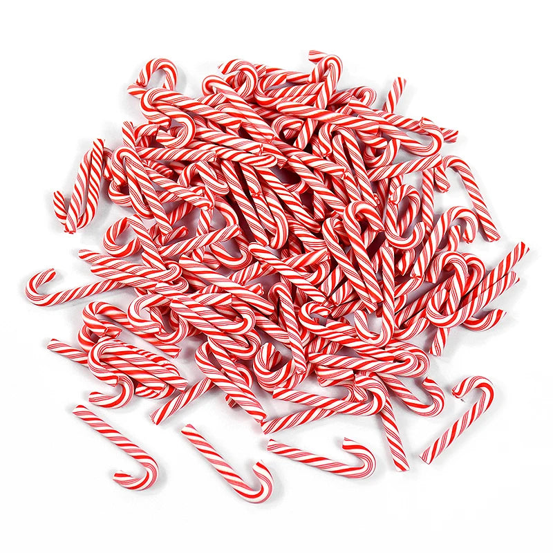 10/20Pcs Mini Candy Cane Christmas Decoration Red White Resin Candy DIY Craft Xmas Pendant Navidad Home Decor 2025 New Year Gift