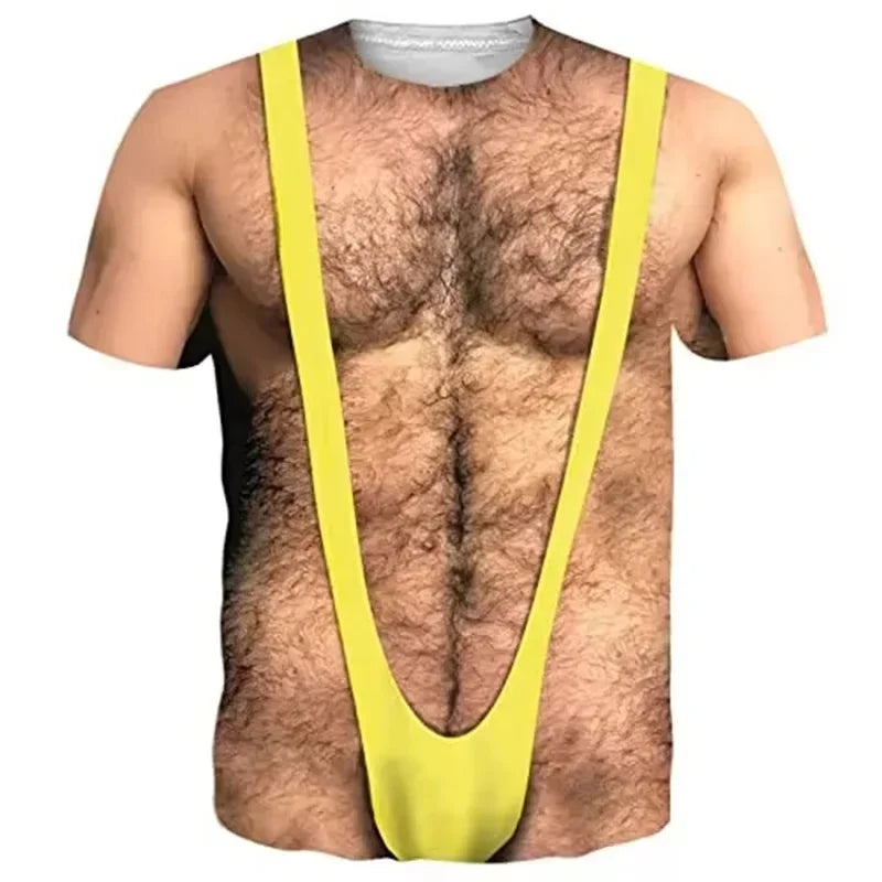 Men's 6-pack Abdominal Muscle T-shirt 3D Printed Short Sleeved Fitness Running Sports Casual Loose Short Sleeved Comfortable Shi