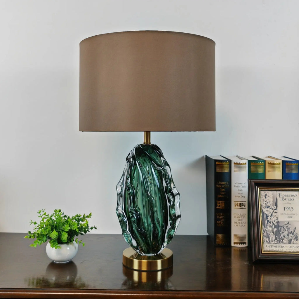 2026 Creative Glass Table Lamp Villa Living Room Luxury Advanced Green Desktop Decorative Lamp Fashion Hotel Bedside E27 Lampada