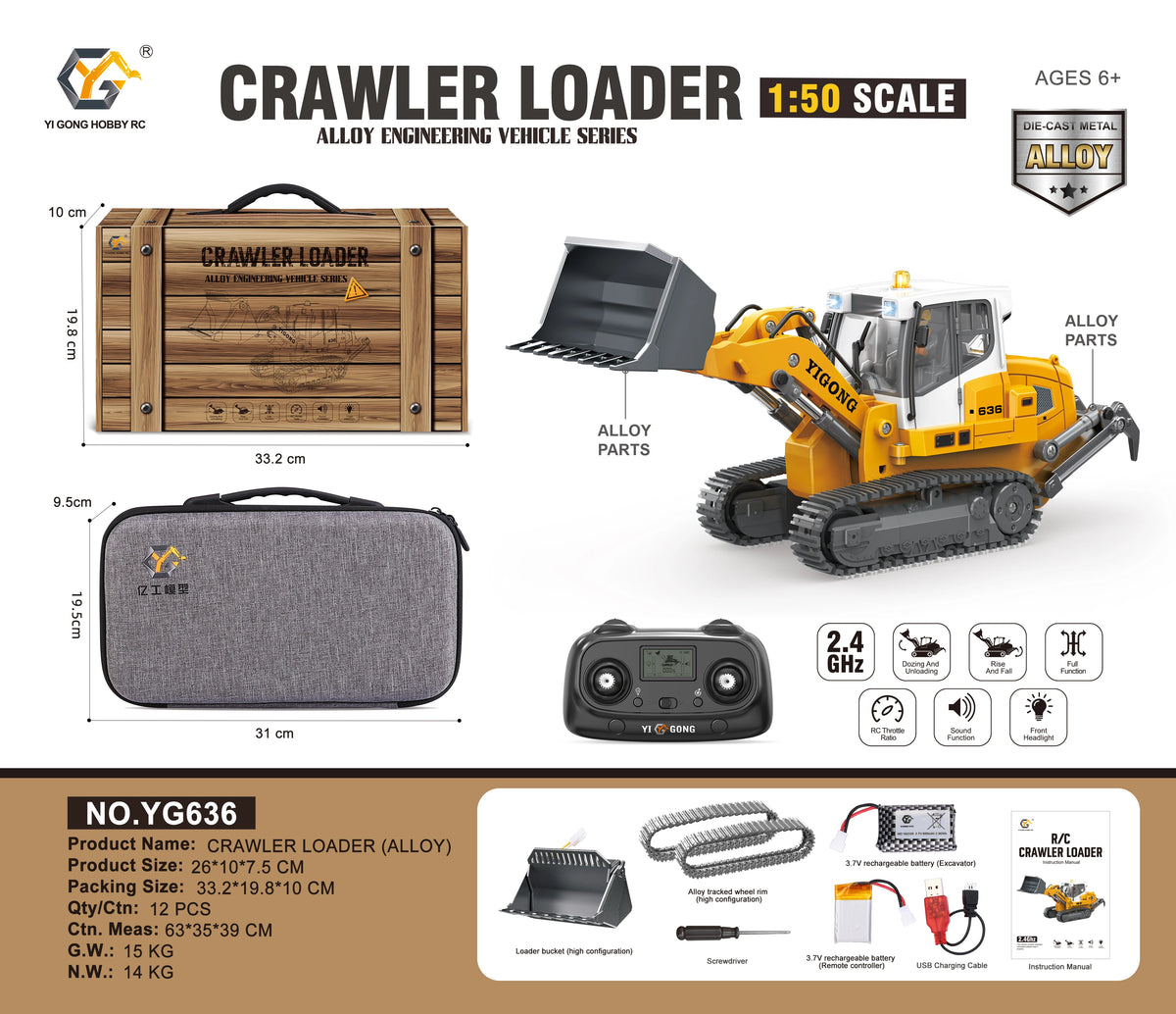 Mini Excavator 1/50 970 Electric Excavator Simulation Model With Lighting System Desktop Remote Control Excavator Model Toy