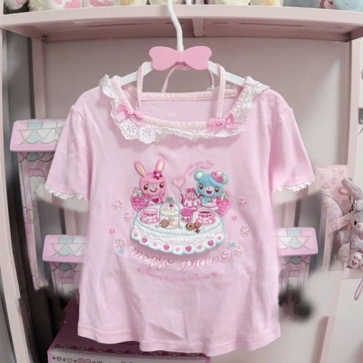 Japanese Kawaii T-shits Women Casual Y2k Crop Top Sweet Lolita Tees Design for Girls Clothing Short Sleeve T Shirts Outwear Chic