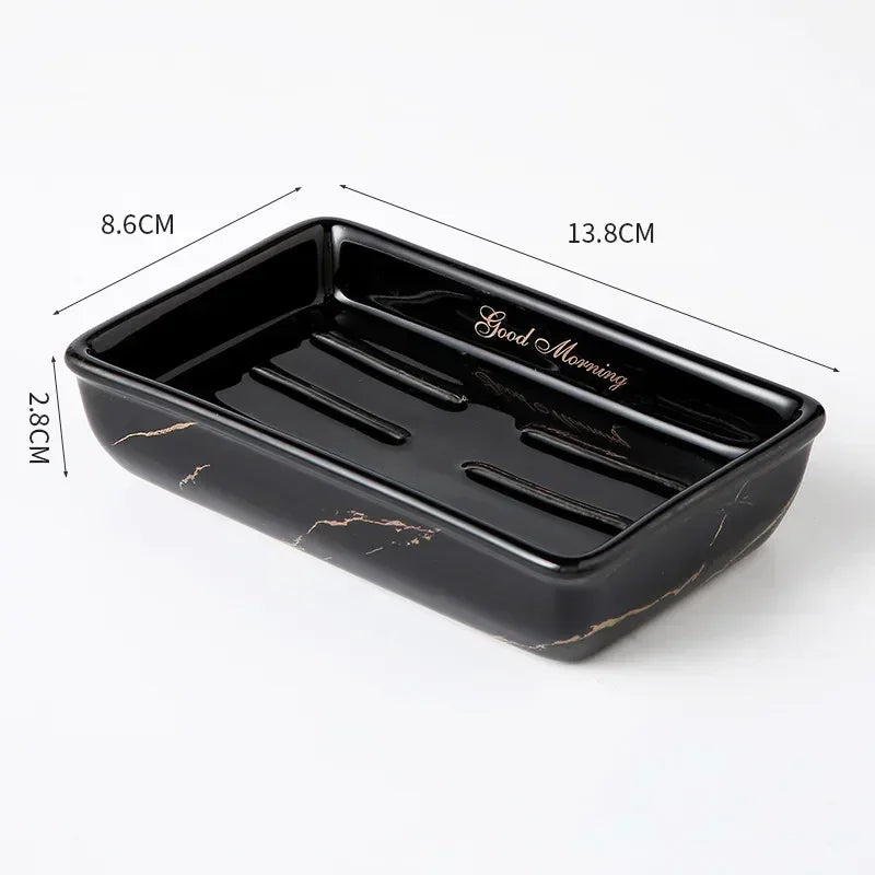 Light Luxury Soap Holder Ceramic Rectangle Household Bathroom Accessories Soap Dish Holders Restroom Organizer Kitchen Storage