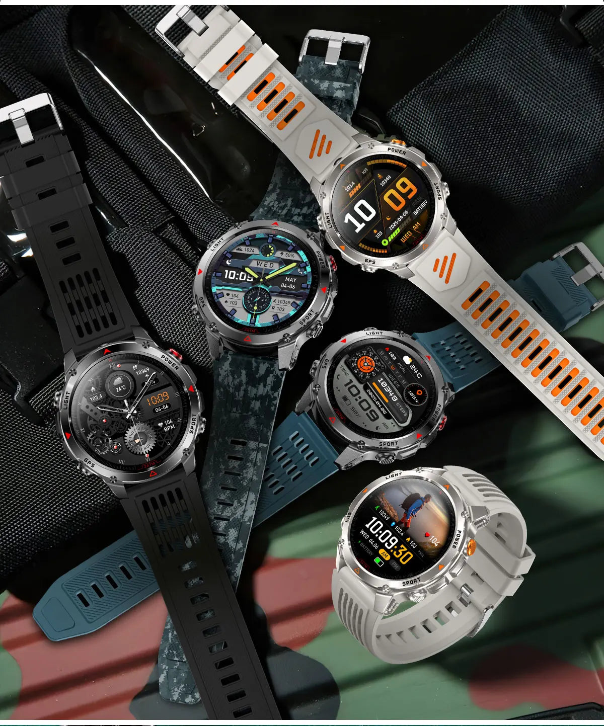 2025 New Military Bluetooth Call Smart Watch Built-in GPS Compass Barometric Altimeter 3ATM Waterproof Sports Smartwatches Men