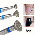 3pcs Flame Shape Diamond Cuticle Nail Drill Bit Set, Pro Manicure Drill Bits for Nail Prep, 3/32 Shank efile Bit(Fine+Medium)