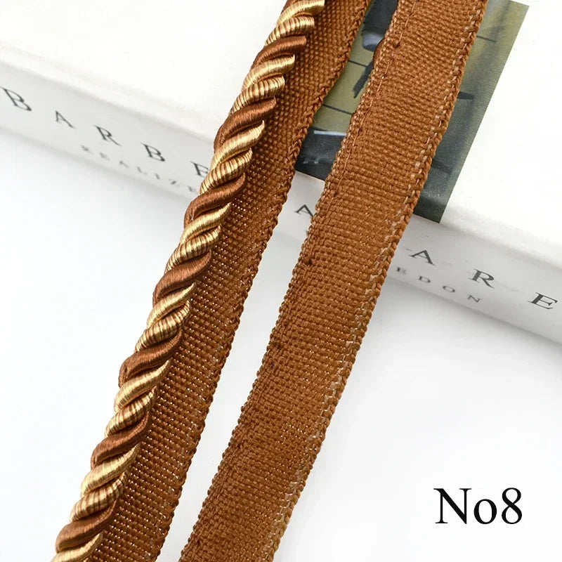 2/6/12M Meetee 6mm Two-color Lace Rope Trim Decorative Strap Webbing Cord for Sofa Curtain Sewing Handmade Material Accessories