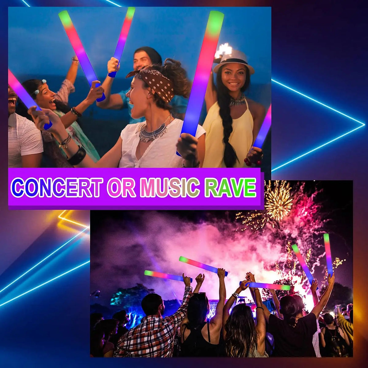 110pcs LED Foam Glow Sticks Glow Party Supply with 3 Modes Falshing Stick for Wedding for Birthday Concert Halloween Christmas
