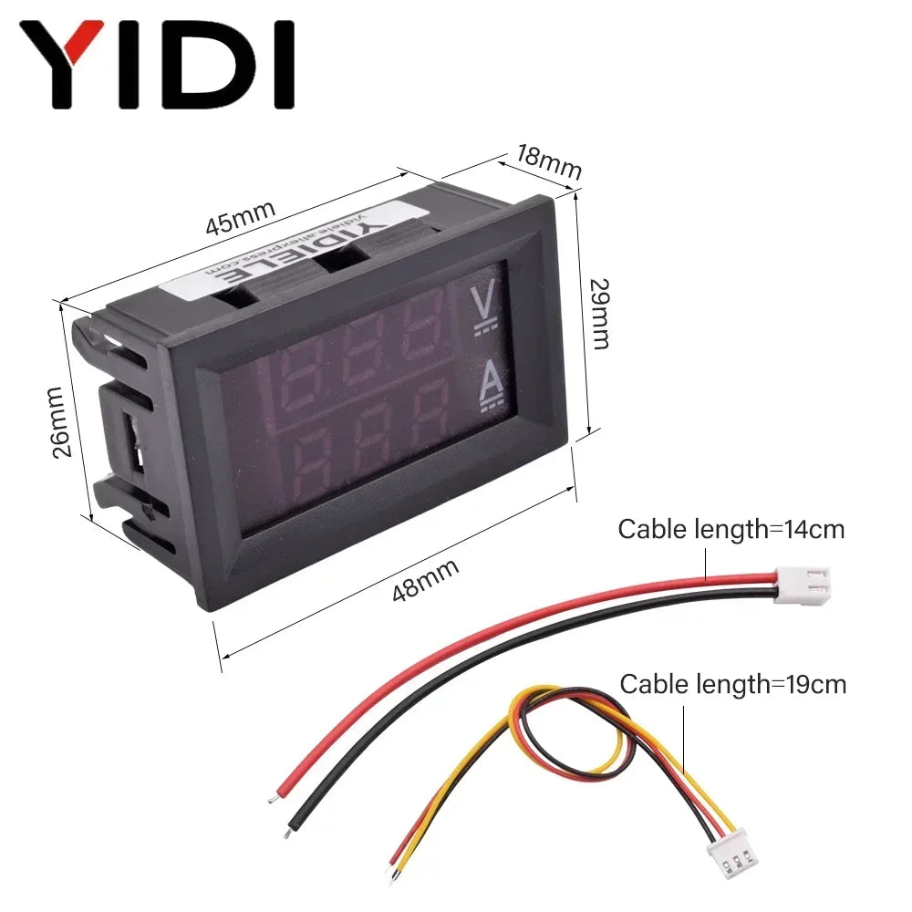 0.56 Digital DC 0-100V 0-50A 0-100A Red Blue LED Amp Volt Tester Current Voltage Meters Measurement Voltmeter Ammeter with Shunt